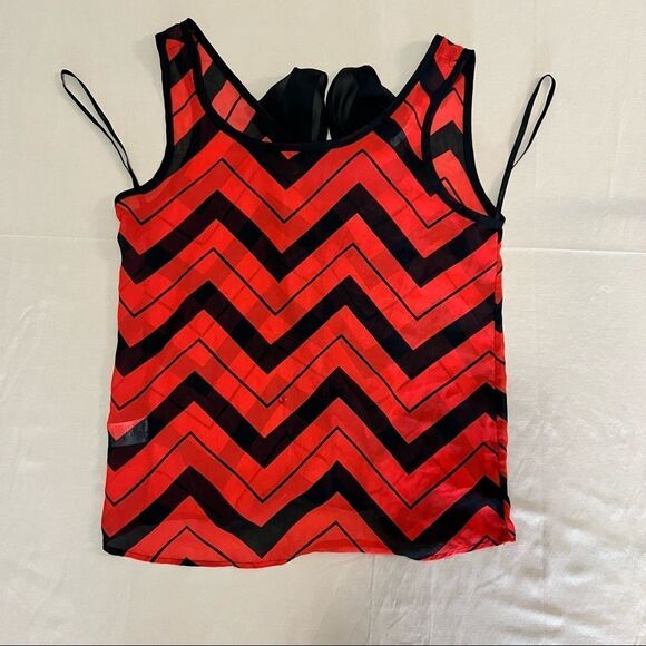 Papaya red and black tank top blouse in a size small. - Picture 2 of 5